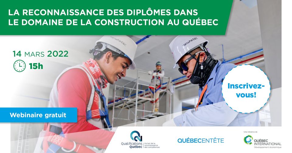 Webinaire : La reconnaissance des diplômes dans le domaine de la construction au Québec